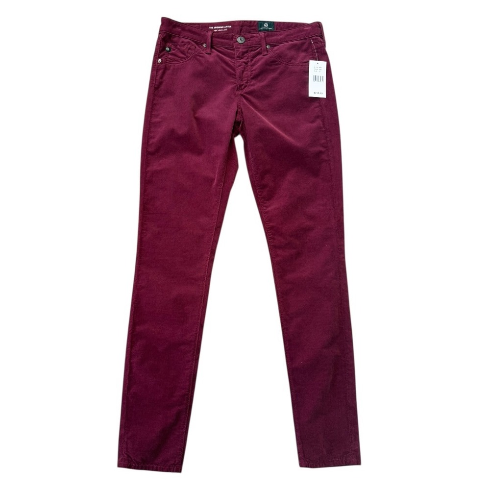 AG Adriano Goldschmied The Legging Ankle Burgundy Corduroy Skinny Pants 4 27 NEW
